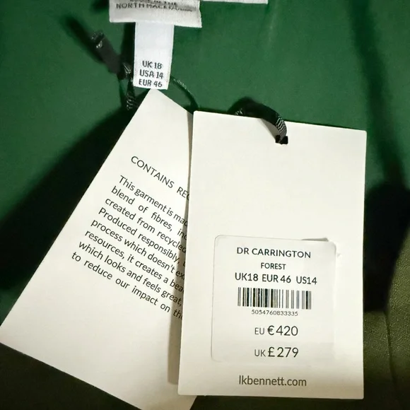 L.K. Bennett Carrington Green Recycled Polyester Blend Square Neck Dress - Picture 15 of 16